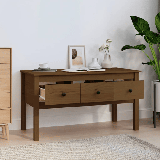 Mesa de Centro, Mesa baixa, 102x49x55 cm pinho maciço castanho mel