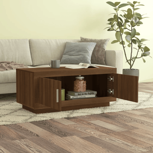 Mesa de Centro, Mesa baixa, 102x50x45 cm derivados madeira carvalho castanho