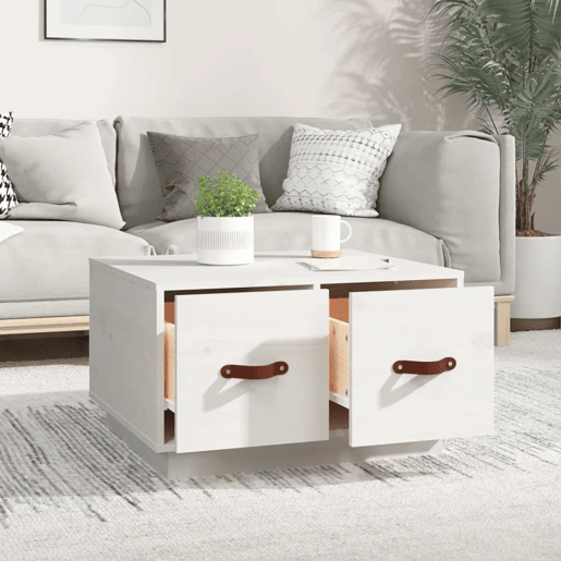 Mesa de Centro, Mesa baixa, 60x53x35 cm pinho maciço branco