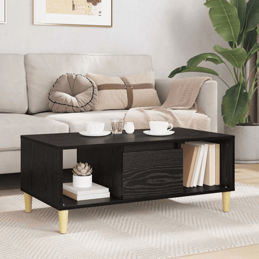 Mesa de Centro, Mesa baixa, com gaveta Carvalho Preto 90 x 50 x 26,5 cm