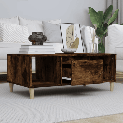 Mesa de Centro, Mesa baixa, 90x50x36,5 cm derivados madeira carvalho fumado