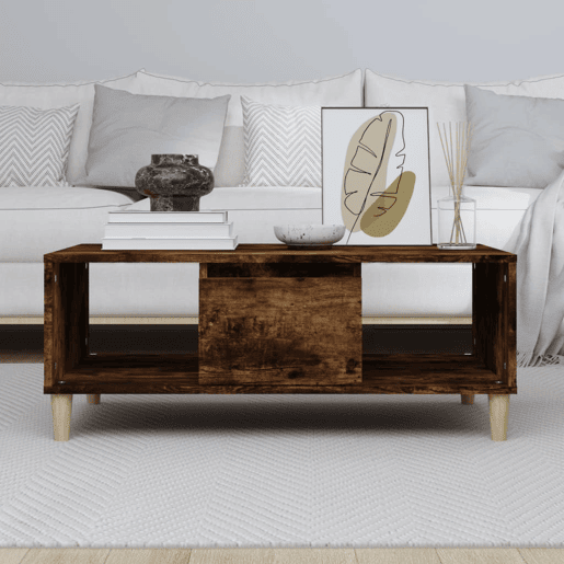 Mesa de Centro, Mesa baixa, 90x50x36,5 cm derivados madeira carvalho fumado