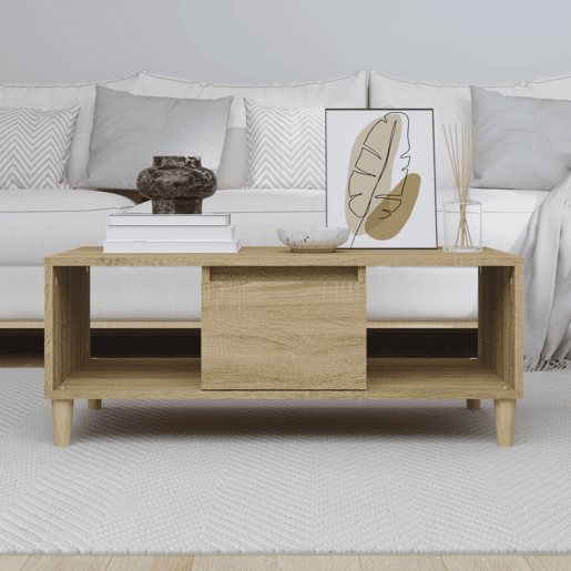 Mesa de Centro, Mesa baixa, 90x50x36,5 cm derivados madeira carvalho sonoma