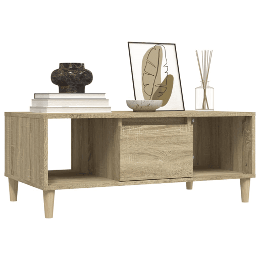 Mesa de Centro, Mesa baixa, 90x50x36,5 cm derivados madeira carvalho sonoma