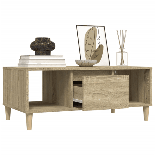 Mesa de Centro, Mesa baixa, 90x50x36,5 cm derivados madeira carvalho sonoma