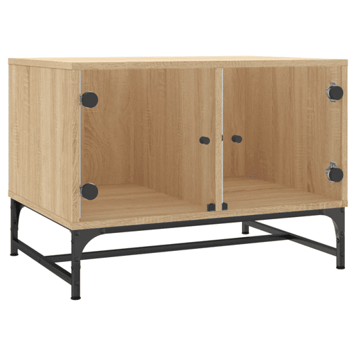 Mesa de Centro, Mesa baixa, c portas de vidro 68,5x50x50 cm carvalho sonoma