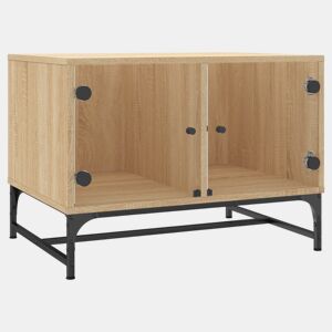 Mesa de Centro, Mesa baixa, c portas de vidro 68,5x50x50 cm carvalho sonoma