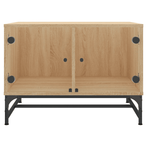 Mesa de Centro, Mesa baixa, c portas de vidro 68,5x50x50 cm carvalho sonoma