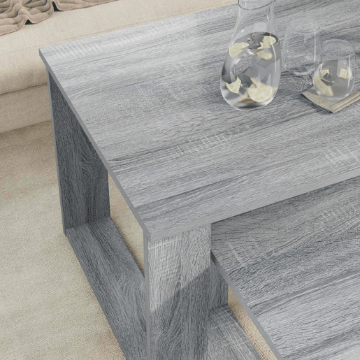 Conjunto de Mesas de Café, Mesas de Centro, Mesas baixas Cinza Sonoma Madeira processada