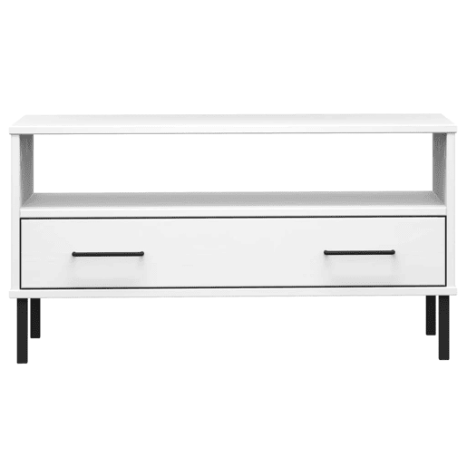 Mesa de Centro, Mesa baixa, com pernas de metal madeira maciça OSLO branco