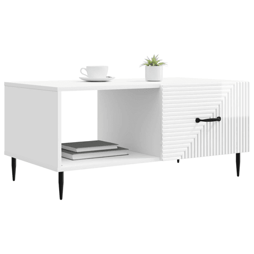 Mesa de Centro, Mesa baixa, Branco Brilhante 90 x 50 x 40 cm
