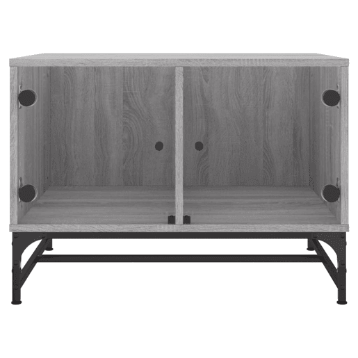 Mesa de Centro, Mesa baixa, c portas de vidro 68,5x50x50 cm cinza sonoma