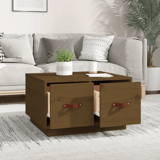 Mesa de Centro, Mesa baixa, 60x53x35 cm pinho maciço castanho mel