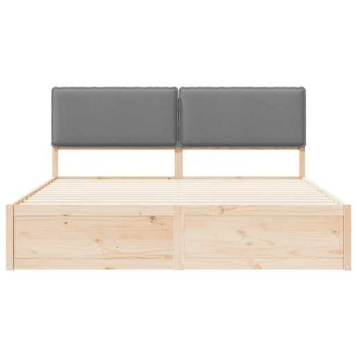 Estrutura de Cama de casal moderno com Cabeceira Estofada Cinzento-claro