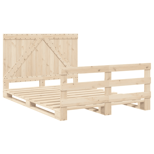 Estrutura de Cama de casal simple com cabeceira 140x200 cm pinho maciço