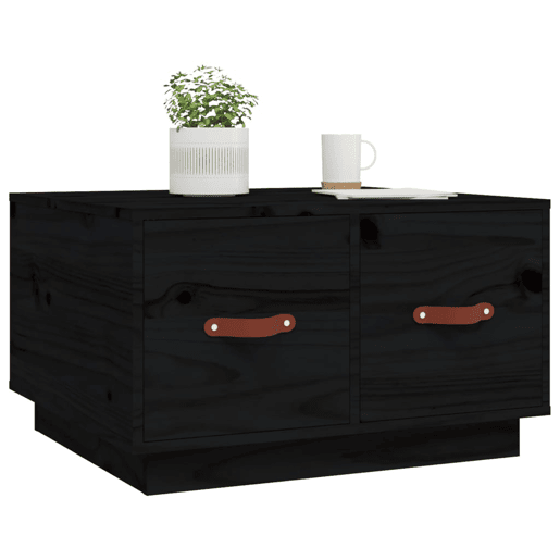 Mesa de Centro, Mesa baixa, 60x53x35 cm madeira de pinho maciça preto