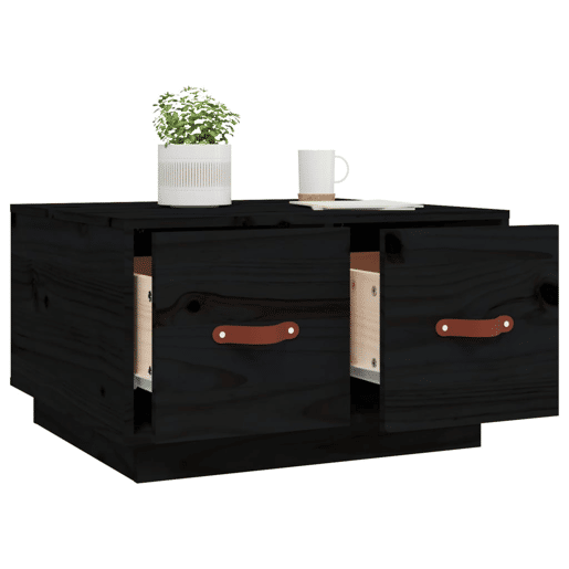 Mesa de Centro, Mesa baixa, 60x53x35 cm madeira de pinho maciça preto