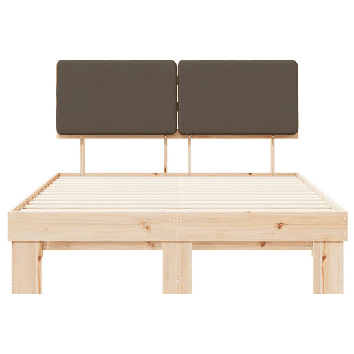Estrutura de Cama de casal moderno com Cabeceira Estofada Cinzento-acastanhado