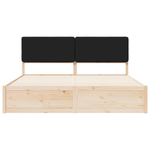 Estrutura de Cama de casal moderno com Cabeceira Estofada Preto 200 x 200 cm
