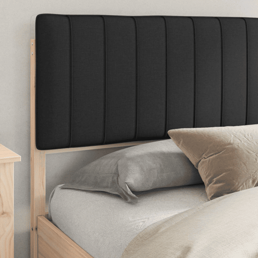 Estrutura de Cama de casal moderno com Cabeceira Estofada Preto 180 x 200 cm