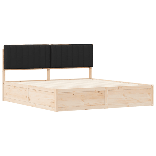 Estrutura de Cama de casal moderno com Cabeceira Estofada Preto 180 x 200 cm