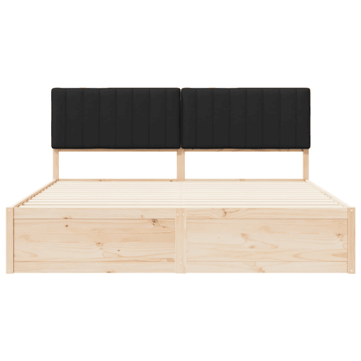 Estrutura de Cama de casal moderno com Cabeceira Estofada Preto 180 x 200 cm