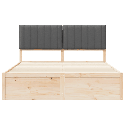 Estrutura de Cama de casal moderno com Cabeceira Estofada Cinza Escuro