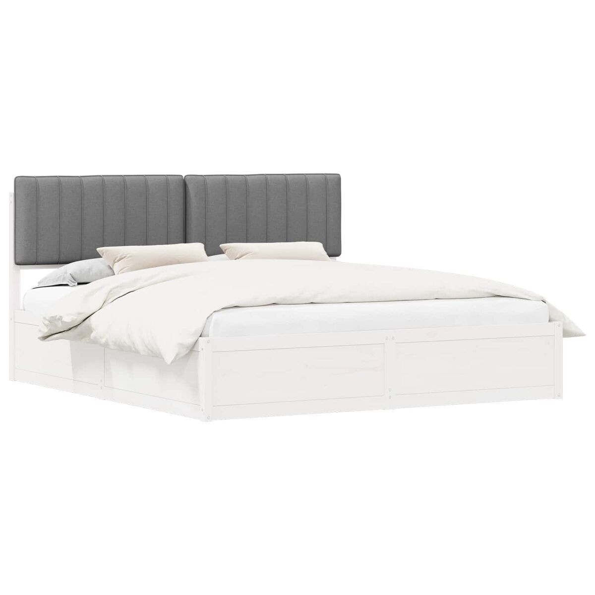 Estructura de cama matrimonial 185x205 Blanco/ Gris Claro