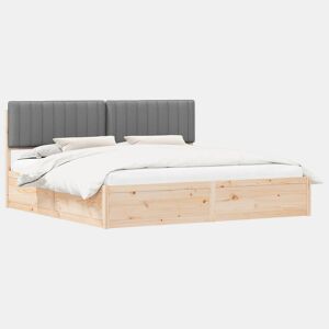 Estrutura de Cama de casal moderno com Cabeceira Estofada Cinzento-claro