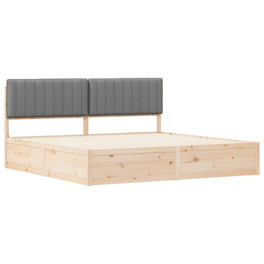 Estrutura de Cama de casal moderno com Cabeceira Estofada Cinzento-claro