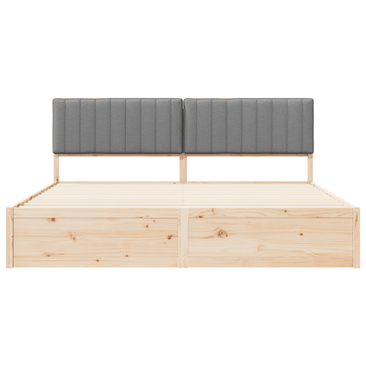 Estrutura de Cama de casal moderno com Cabeceira Estofada Cinzento-claro