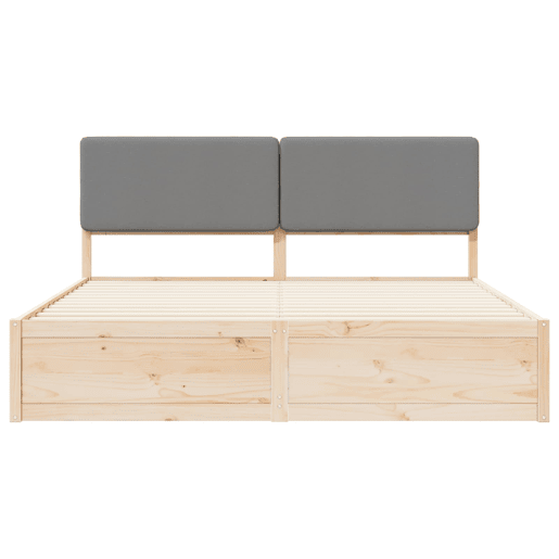 Estrutura de Cama de casal moderno com Cabeceira Estofada Cinzento-claro