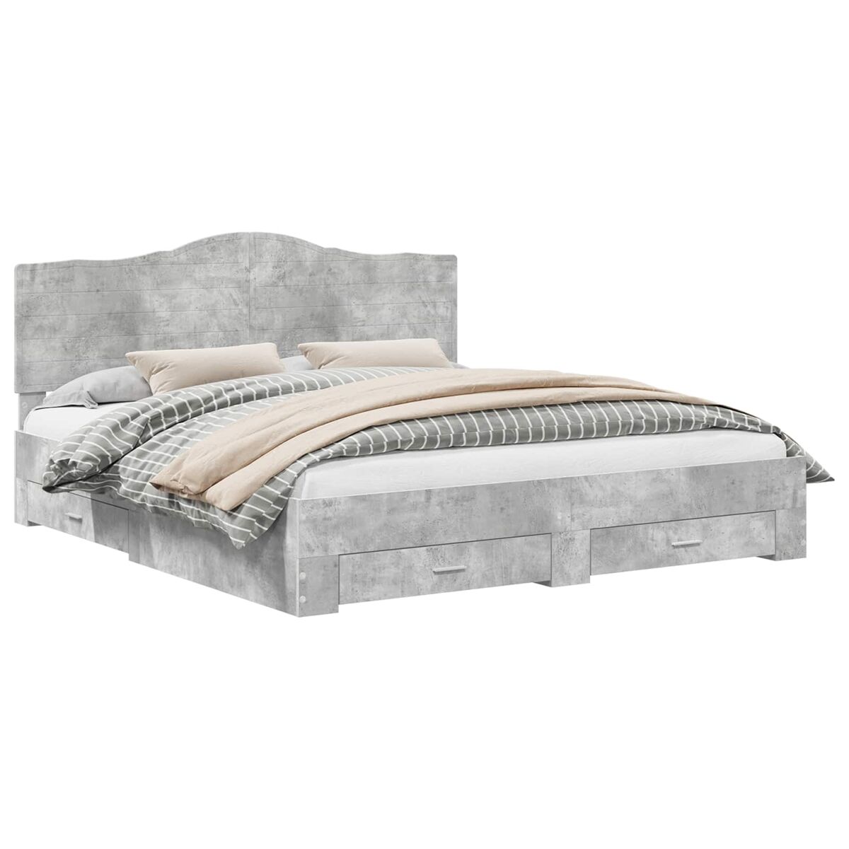 Estructura de cama matrimonial comodidad con cabecera - gris concreto 200 x 200 cm