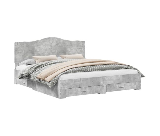 Estructura de cama matrimonial comodidad con cabecera - gris concreto 200 x 200 cm