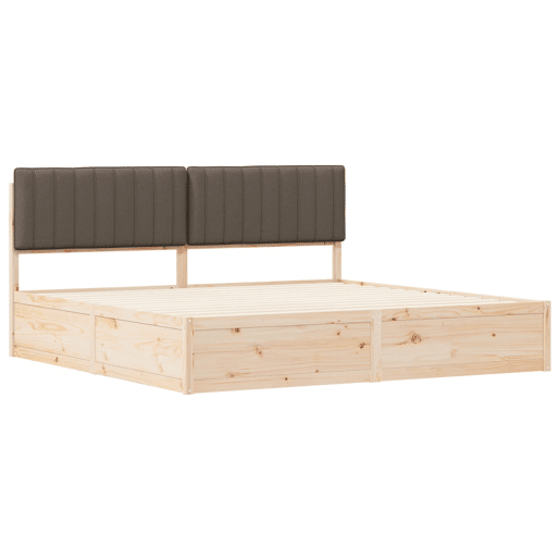 Estrutura de Cama de casal moderno com Cabeceira Estofada Cinzento-acastanhado
