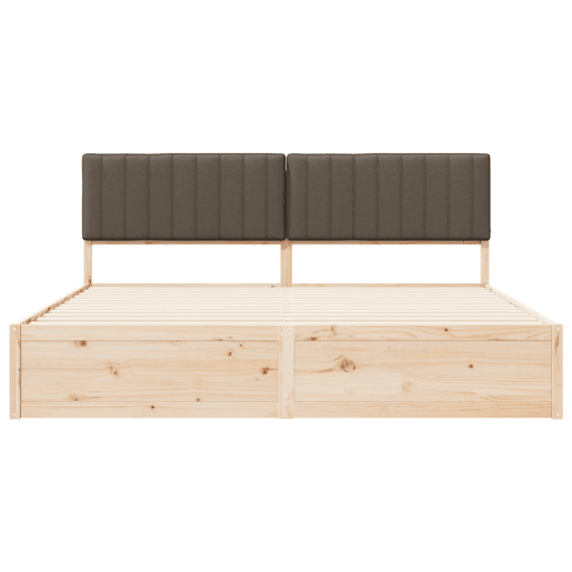 Estrutura de Cama de casal moderno com Cabeceira Estofada Cinzento-acastanhado