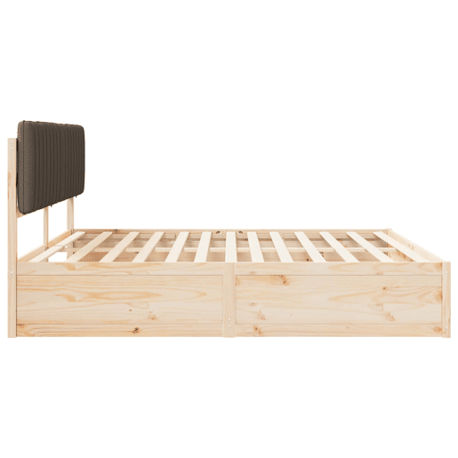 Estrutura de Cama de casal moderno com Cabeceira Estofada Cinzento-acastanhado