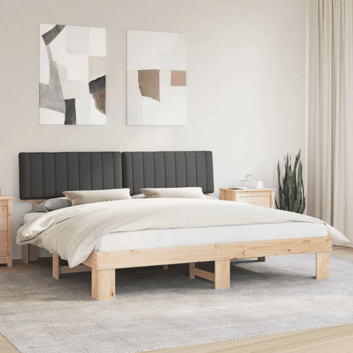 Estrutura de Cama de casal moderno com Cabeceira Estofada Cinza Escuro