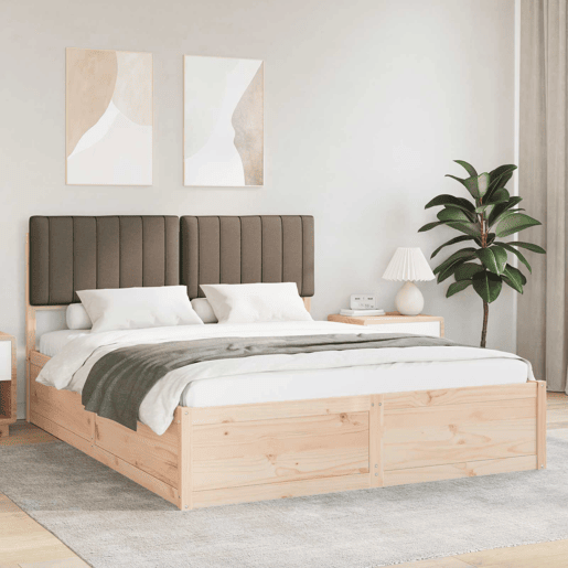 Estrutura de Cama de casal moderno com Cabeceira Estofada Cinzento-acastanhado