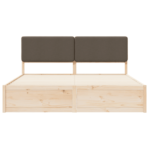 Estrutura de Cama de casal moderno com Cabeceira Estofada Cinzento-acastanhado