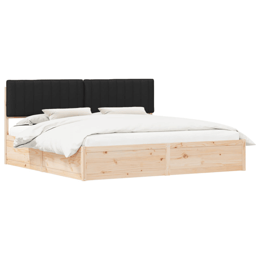 Estrutura de Cama de casal moderno com Cabeceira Estofada Preto 200 x 200 cm