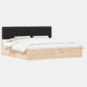 Estrutura de Cama de casal moderno com Cabeceira Estofada Preto 200 x 200 cm