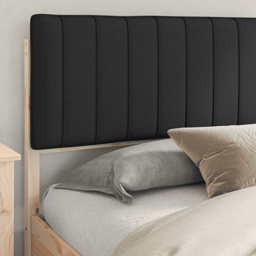 Estrutura de Cama de casal moderno com Cabeceira Estofada Preto 200 x 200 cm