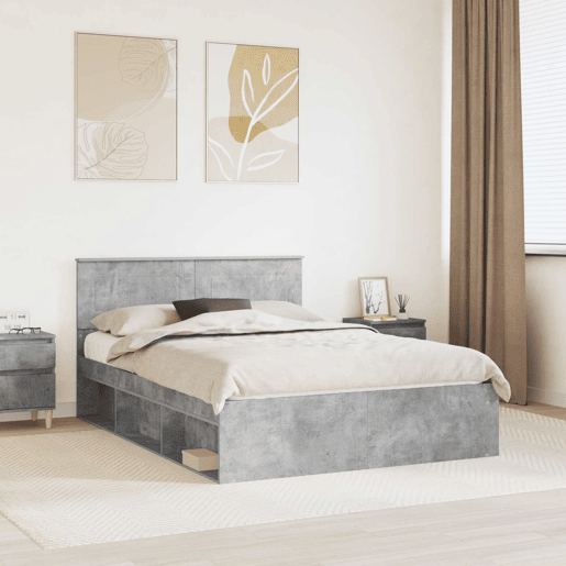 Estrutura De Cama De Casal Simple - Concreto 160 x 200 cm Madeira processada