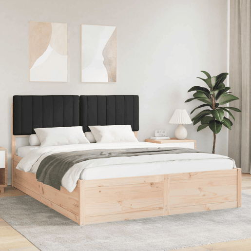 Estrutura de Cama de casal moderno com Cabeceira Estofada Preto 160 x 200 cm