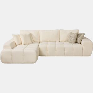Sofá de canto esquerdo em tecido, estilo bubble, modelo Sidonie - 4 lugares - Bege