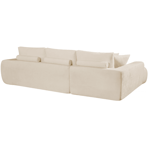 Sofá de canto esquerdo em tecido, estilo bubble, modelo Sidonie - 4 lugares - Bege Sofá de canto esquerdo em tecido, estilo bubble, modelo Sidonie - 4 lugares - Bege