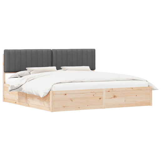 Estrutura de Cama de casal moderno com Cabeceira Estofada Cinza Escuro