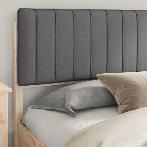 Estrutura de Cama de casal moderno com Cabeceira Estofada Cinza Escuro