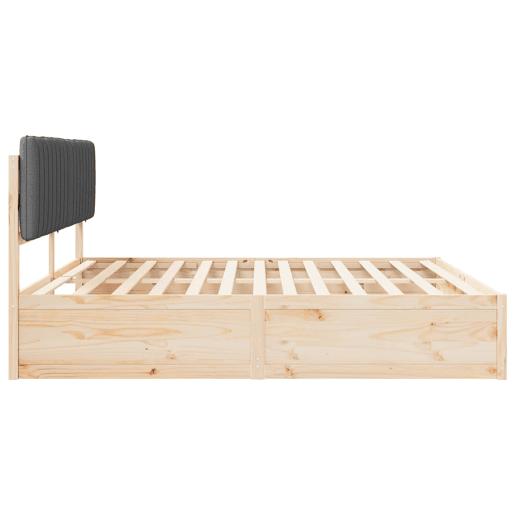 Estrutura de Cama de casal moderno com Cabeceira Estofada Cinza Escuro